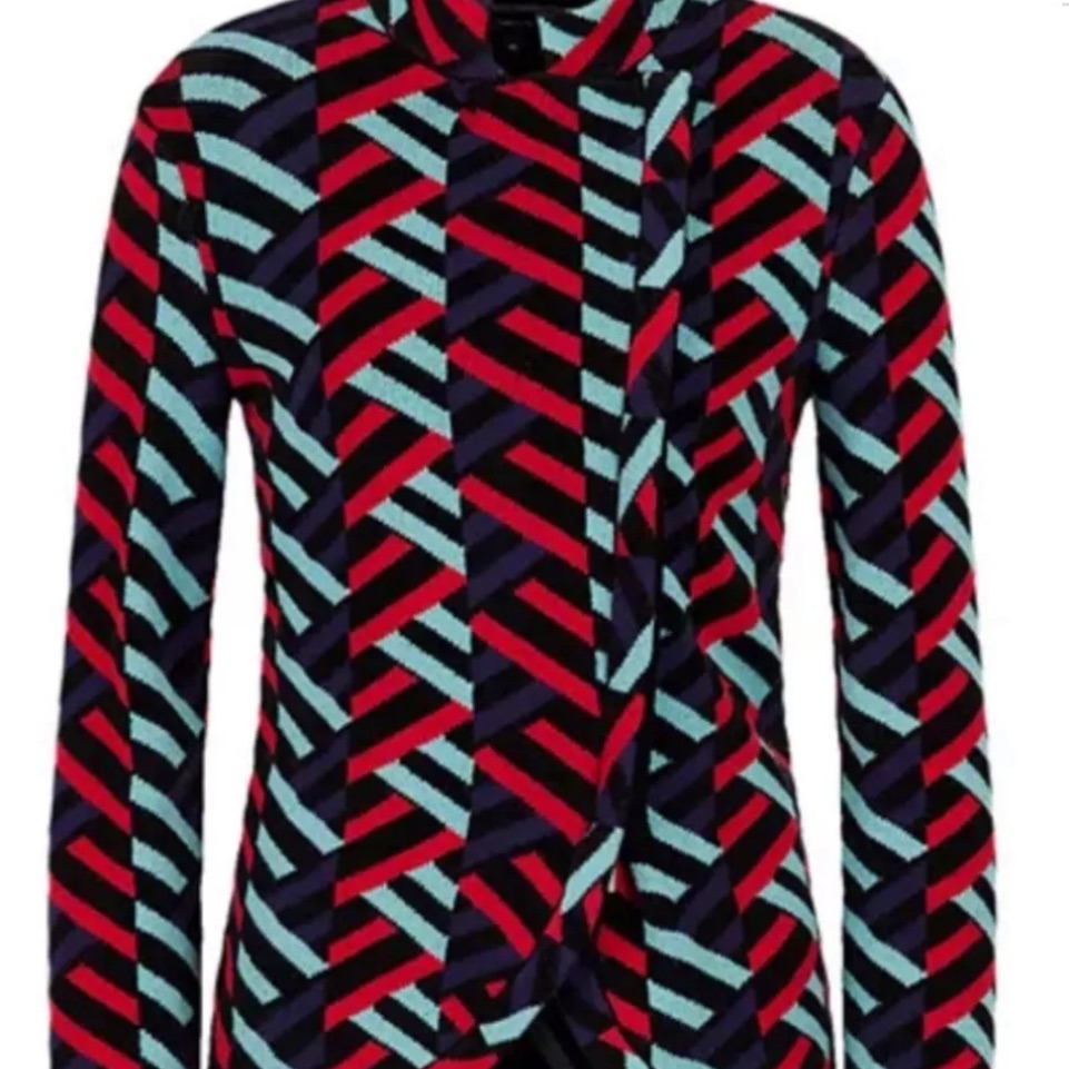 Emporio Armani Red And Blue Patterned Cardigan